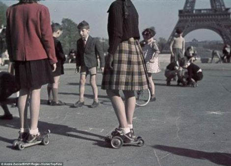 Paris France under nazi german occupation french boys girls Eiffel tower